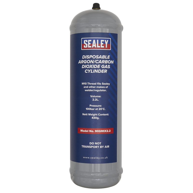 Sealey MIGMIX2.24 430g 2.2L, Disposable Argon/Carbon Dioxide Gas Cylinder - Pack of 4