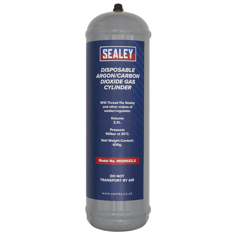 Sealey MIGMIX2.2 430g Disposable Argon/Carbon Dioxide Gas Cylinder