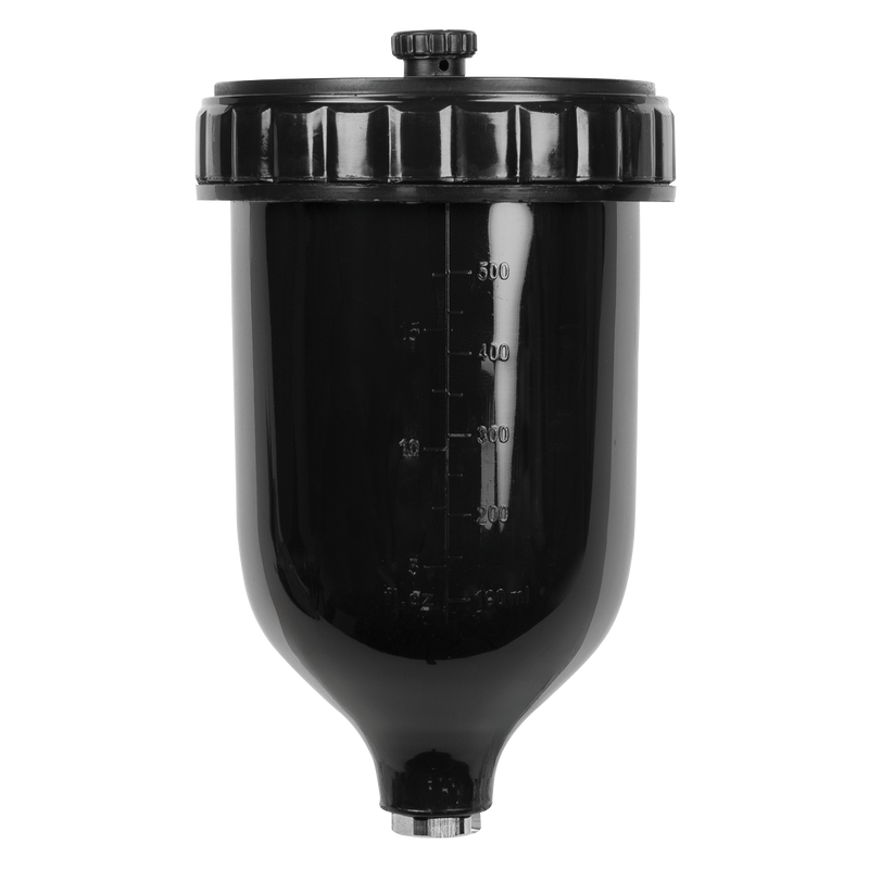 Sealey PC02 UV Paint Spray Gun Pot with Brass Fitting 600ml - Black