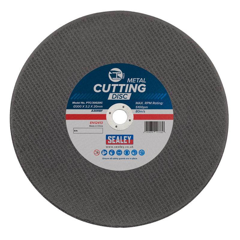 Sealey PTC/30020C Cutting Disc Flat Metal Diameter 300 x 3.2 x Diameter 20mm