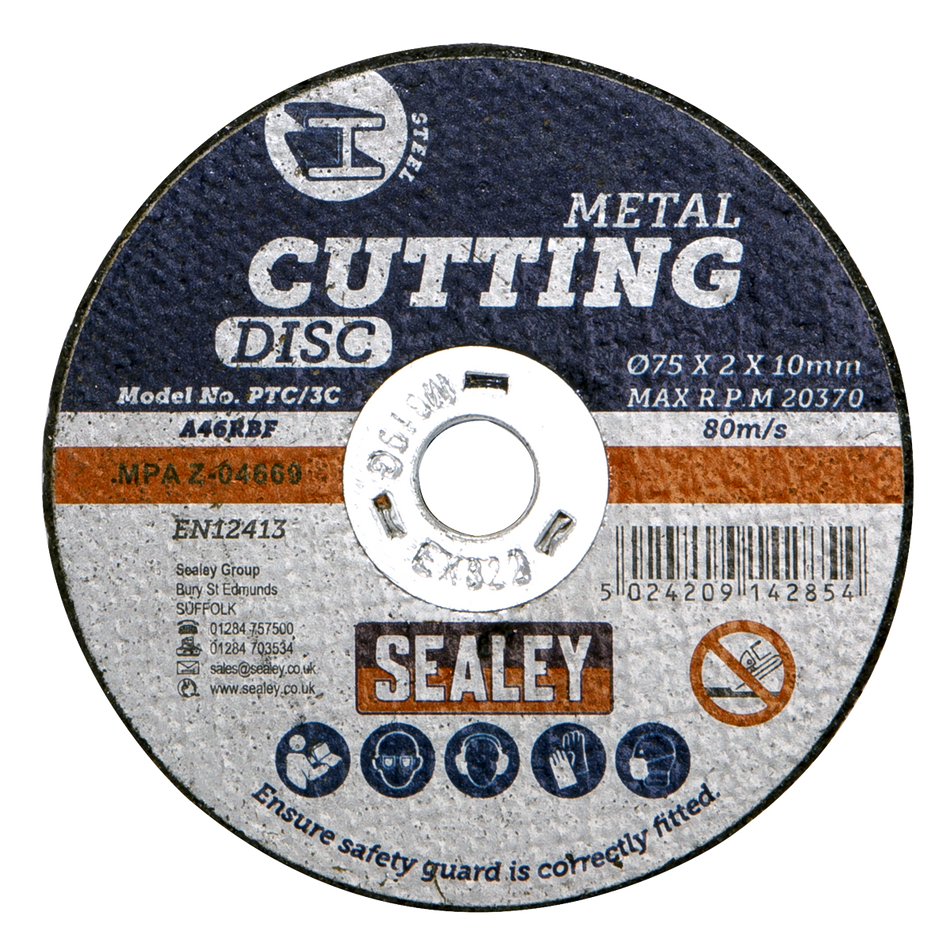 Sealey PTC/3C10 75 x 2mm Cutting Disc 10mm Bore - Pack of 10