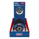 Sealey PTC/CW115DB 115 x 13mm Black Polycarbide Abrasive Strip Disc 22mm Bore - Display Box of 10