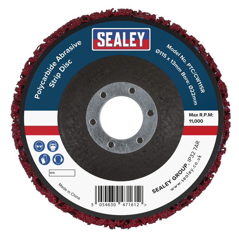Sealey PTC/CW115R Polycarbide Abrasive Strip Disc 115 x 13 x 22mm - Red