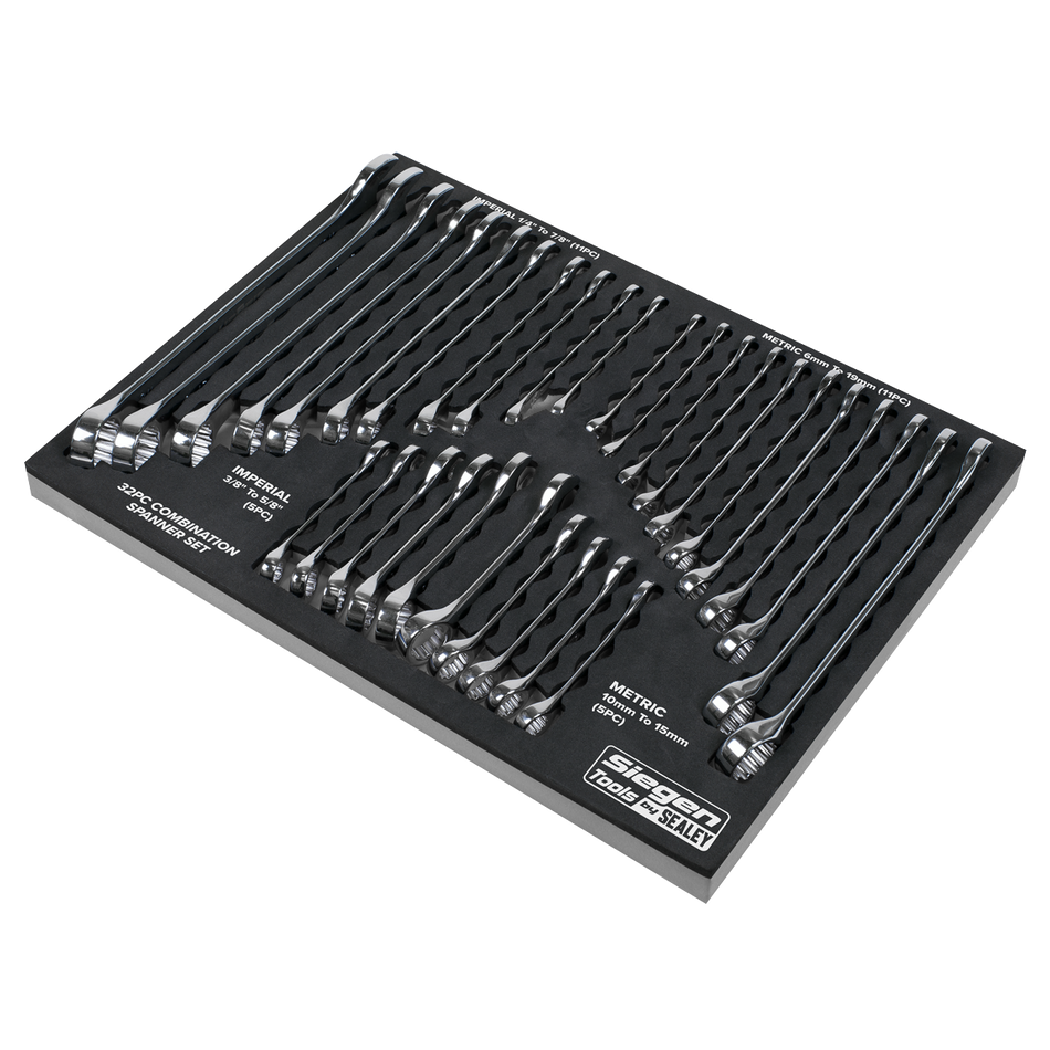 Sealey S01239 Combination Spanner Set 32pc - Metric/Imperial