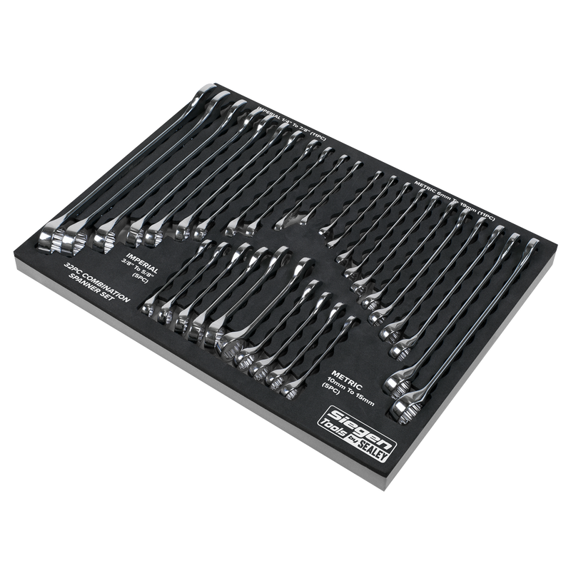 Sealey S01239 Combination Spanner Set 32pc - Metric/Imperial