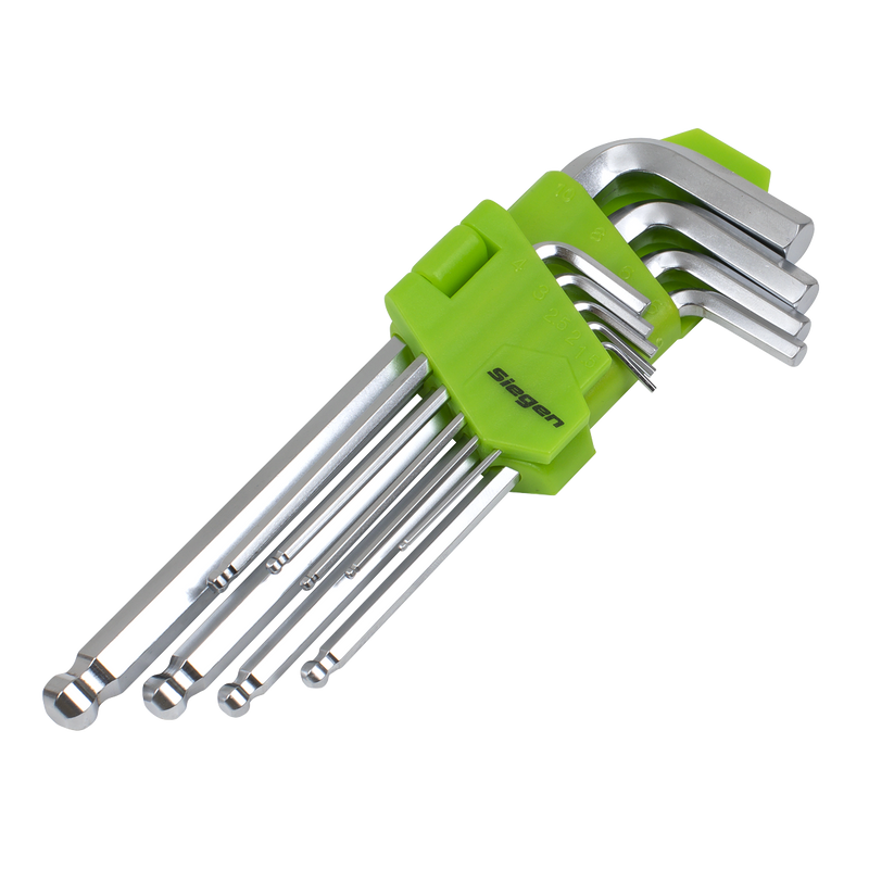 Sealey S01260 Hex Key Set Ball-End Long 9pc - Metric