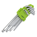 Sealey S01261 Hex Key Set Long Ball-End 9pc - Imperial