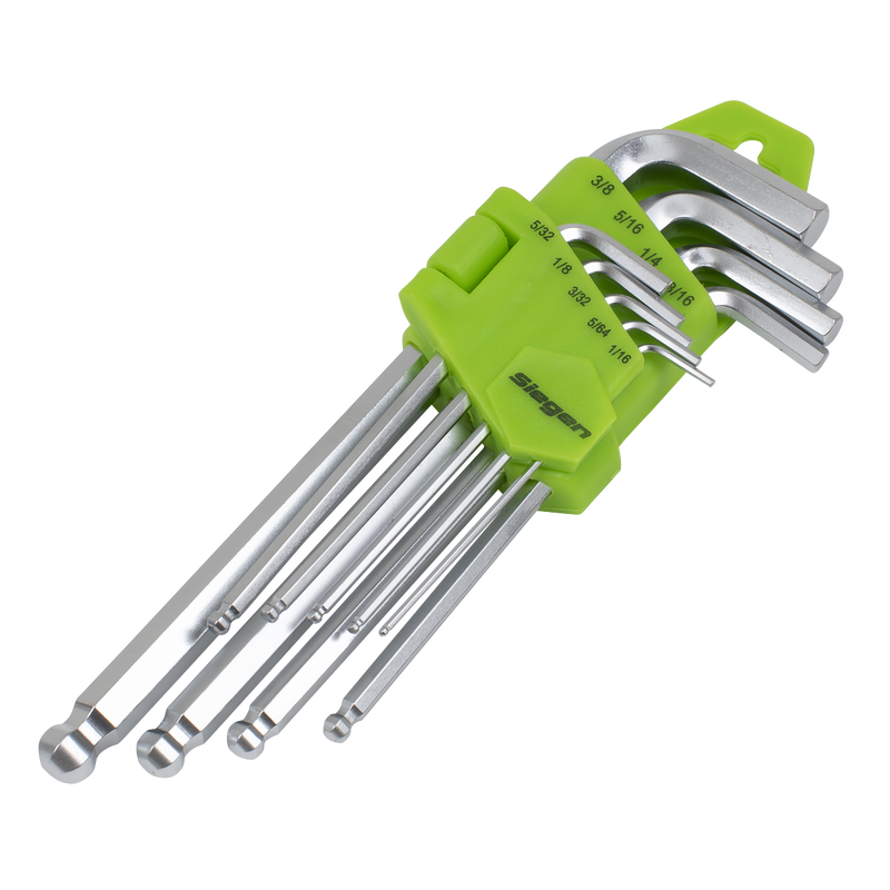 Sealey S01261 Hex Key Set Long Ball-End 9pc - Imperial