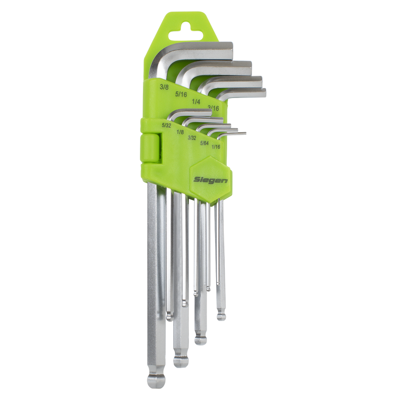 Sealey S01261 Hex Key Set Long Ball-End 9pc - Imperial