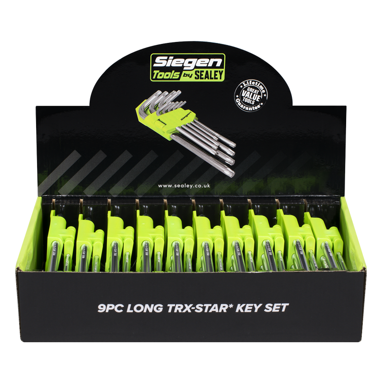 Sealey S01264 Long TRX-Star* Key Set 9pc - Display Box of 10