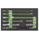 Sealey S01292 Extension Bar Set 1/4", 3/8" & 1/2"Sq Drive 9pc