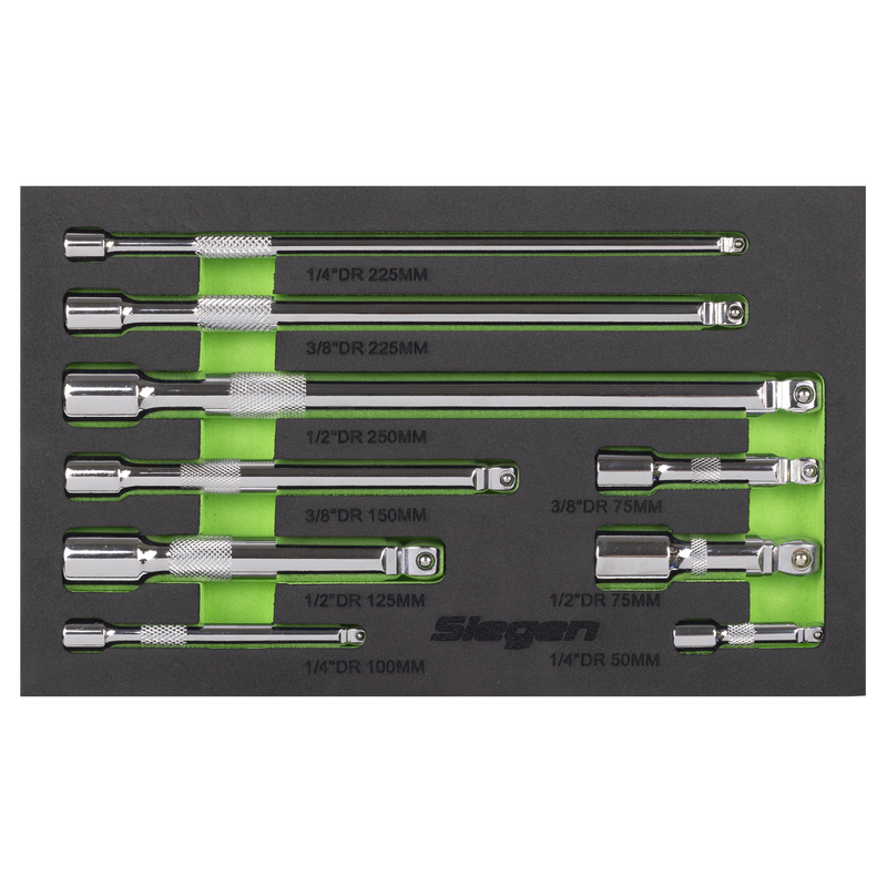 Sealey S01292 Extension Bar Set 1/4", 3/8" & 1/2"Sq Drive 9pc