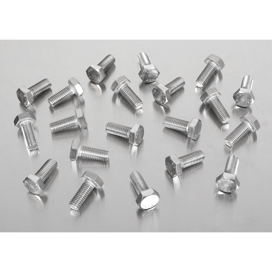Sealey S1025 Stainless Steel Hex Head Set Screw M10 X 25 A2, DIN 933 - Pack of 25
