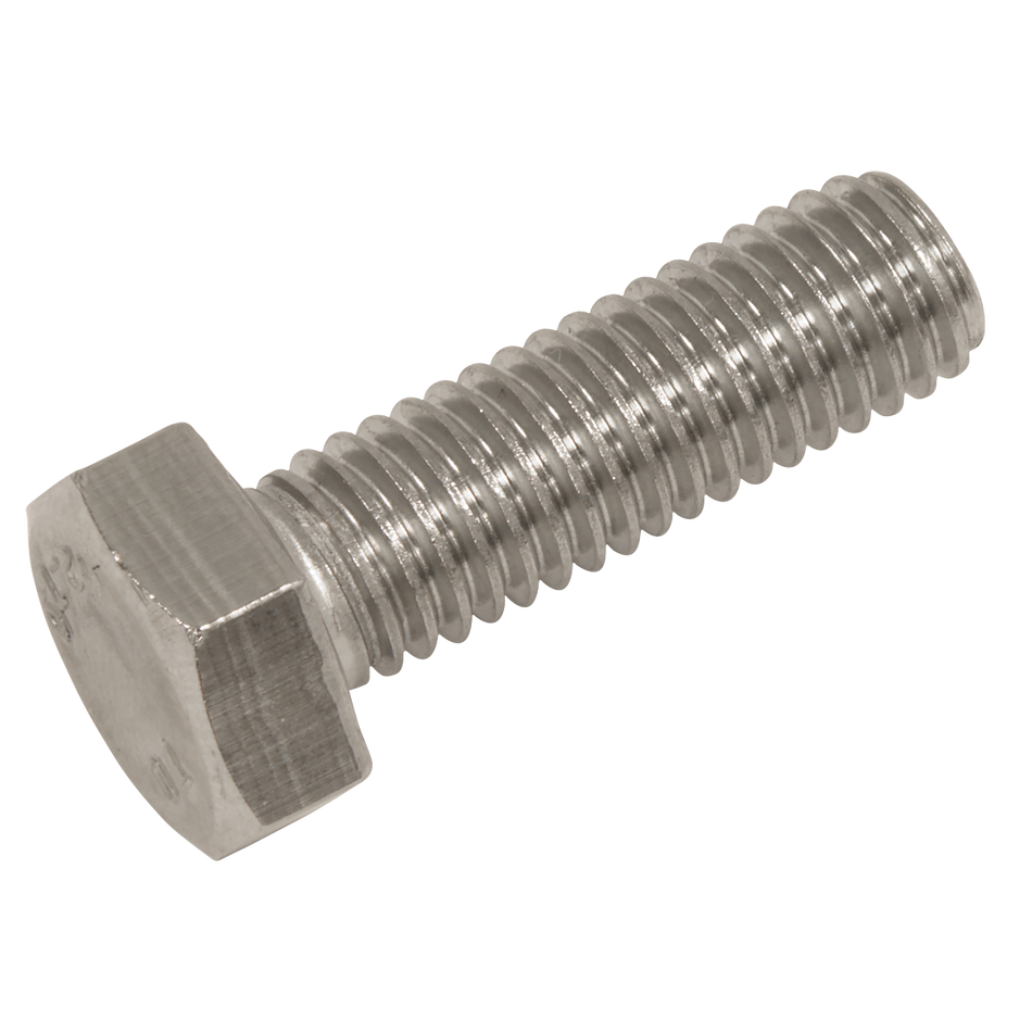 Sealey S825S Stainless Steel Hex Head Set Screw DIN 933 - M8 X 25 A2 - Pack of 50