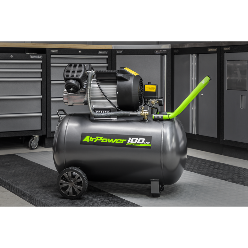 Sealey SAC10030VEKIT Air Compressor 100L Direct Drive 3hp & Air Accessory Kit