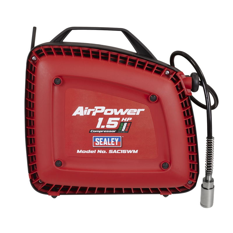 Sealey SAC15WM Wall Mounting Oil Free Air Compressor 1.5hp with 7m Retractable Hose Reel