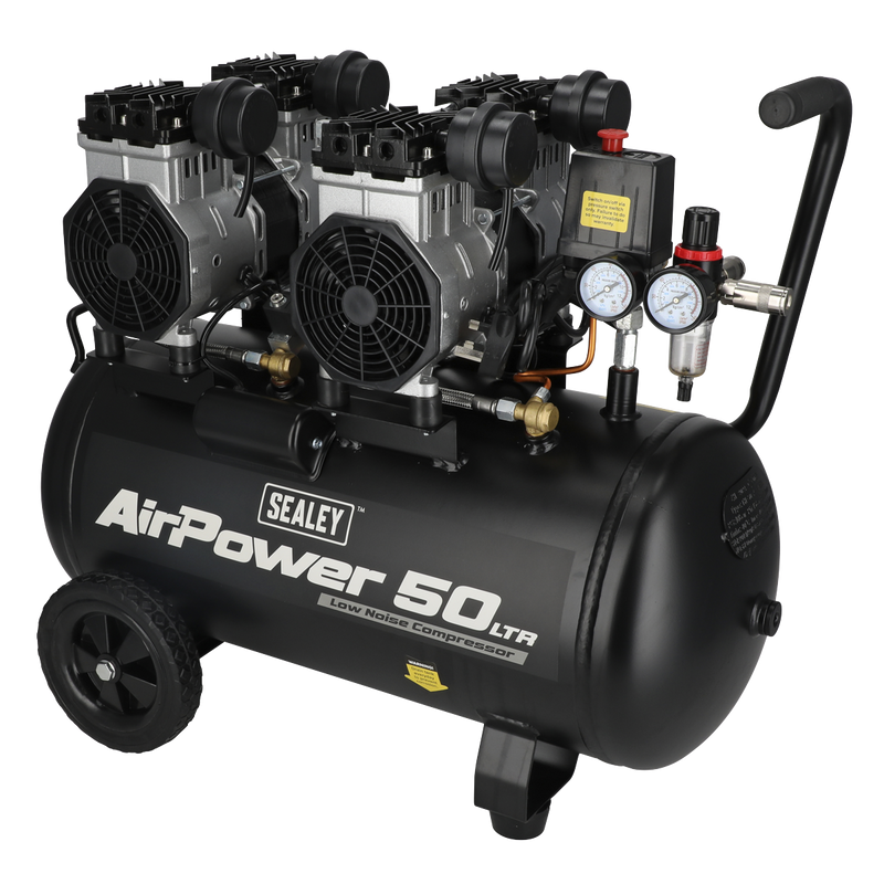 Sealey SAC5001S 50L Low Noise Oil Free Direct Drive Air Compressor 2 x 2hp