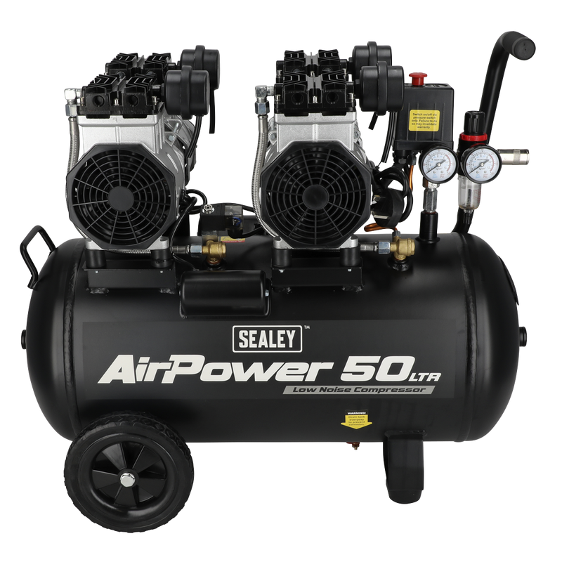 Sealey SAC5001S 50L Low Noise Oil Free Direct Drive Air Compressor 2 x 2hp