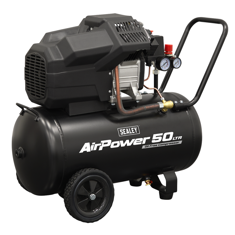 Sealey SAC5002 Air Compressor 50L V-Twin Oil Free Direct Drive 3hp