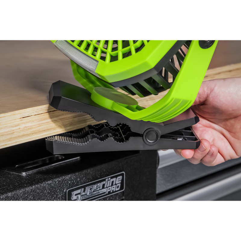 Sealey SCF8WL Portable Clip Fan with Worklight 8" 4 Speeds