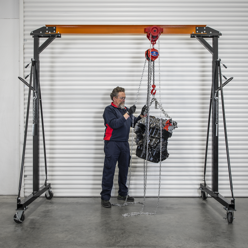 Sealey SG1000KITG Portable Adjustable Gantry Crane with Geared Trolley Combo 1 Tonne