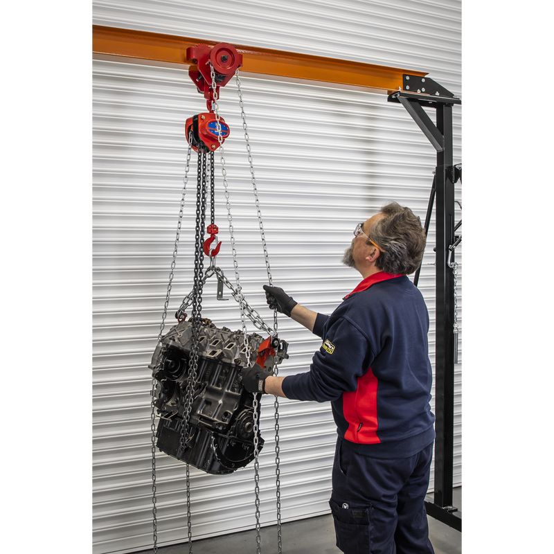 Sealey SG1000KITG Portable Adjustable Gantry Crane with Geared Trolley Combo 1 Tonne