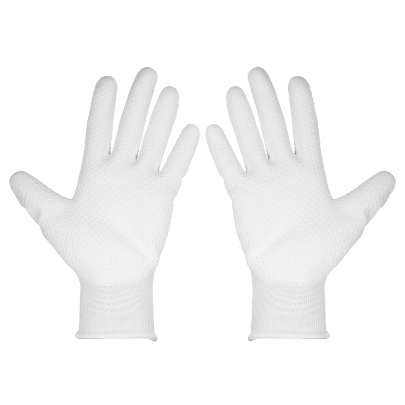 Sealey SSP50L/6 White Precision Grip Gloves - (Large) - Pack of 6 Pairs