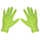 Sealey SSP54L Diamond Grip Extra-Thick Nitrile Powder-Free Gloves, Hi-Vis Green, Large - Pack of 50