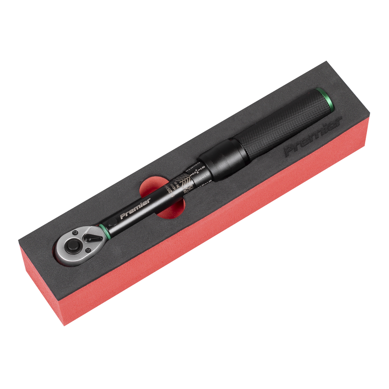 Sealey STW901B Torque Wrench Micrometer 1/4"Sq Drive Calibrated 5-25Nm - Premier Black