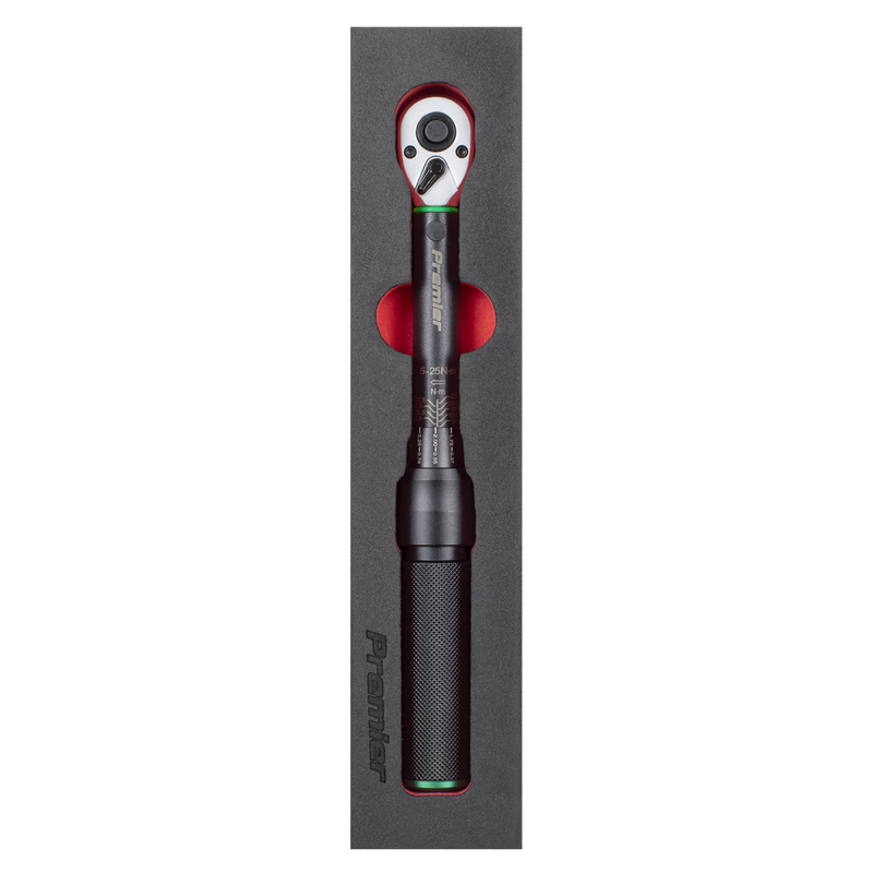 Sealey STW901B Torque Wrench Micrometer 1/4"Sq Drive Calibrated 5-25Nm - Premier Black