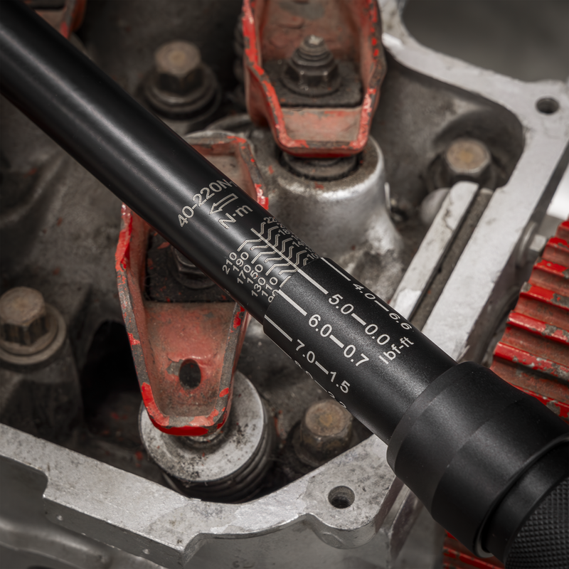 Sealey STW904B Torque Wrench Micrometer 1/2"Sq Drive Calibrated 40-220Nm - Premier Black