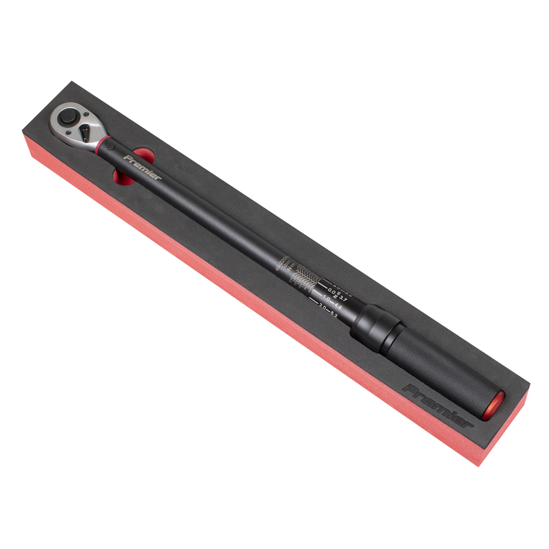 Sealey STW904B Torque Wrench Micrometer 1/2"Sq Drive Calibrated 40-220Nm - Premier Black