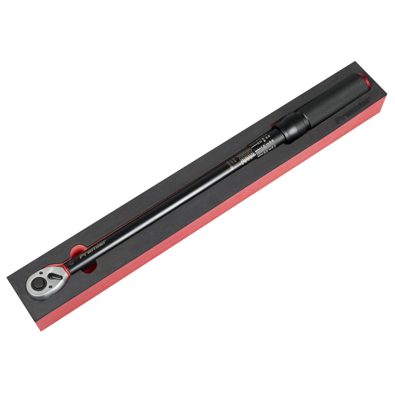 Sealey STW905B Torque Wrench Micrometer 1/2"Sq Drive Calibrated 60-330Nm - Premier Black
