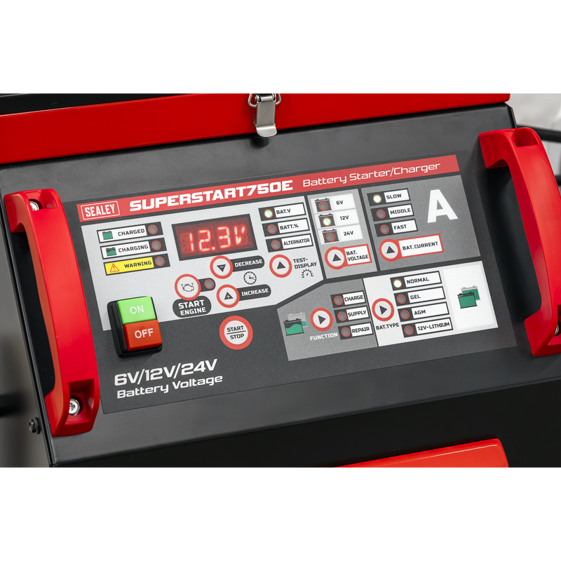 Sealey SUPERSTART750E 6/12/24V Battery Starter/Charger 750A