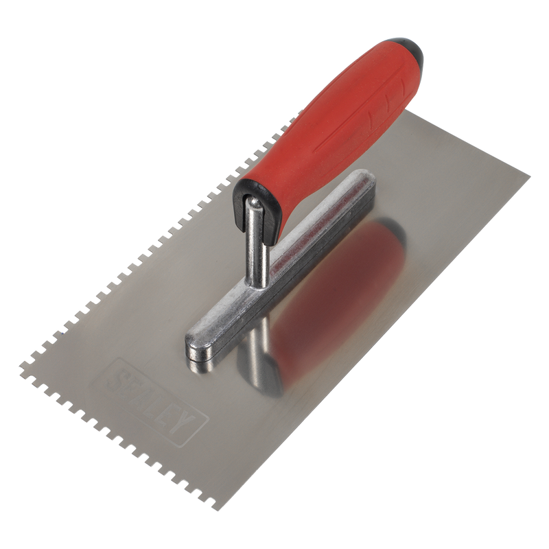 Sealey T7804 Stainless Steel 270mm Notched Trowel - Rubber Handle - 4mm
