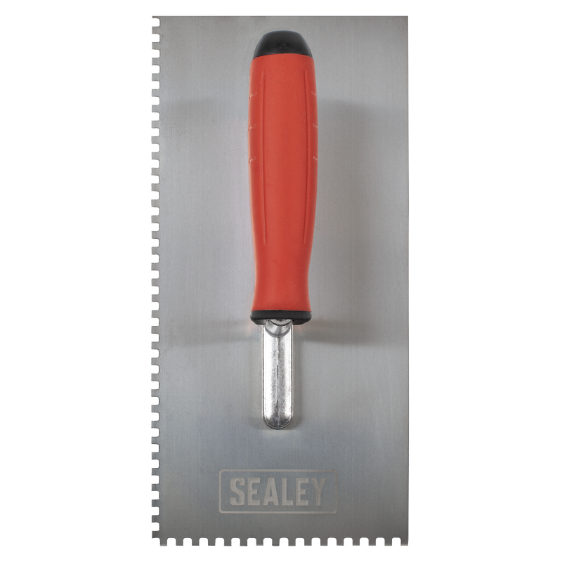 Sealey T7804 Stainless Steel 270mm Notched Trowel - Rubber Handle - 4mm