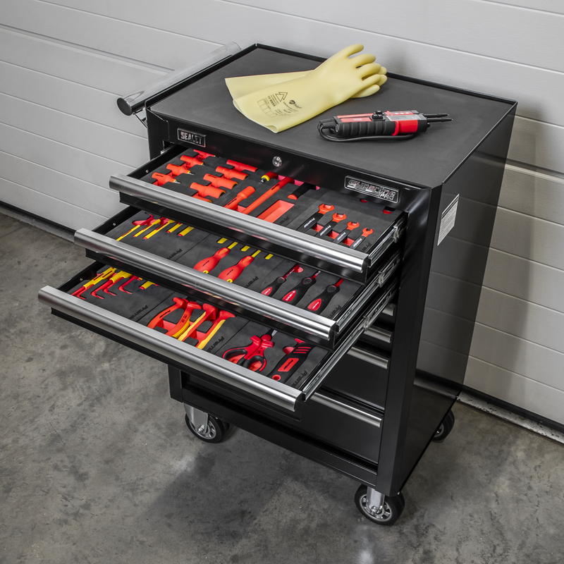 Sealey TBTECOMBO2 63pc Insulated Tool Kit with 7 Drawer Rollcab