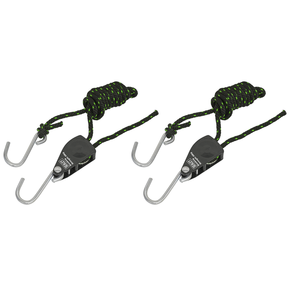 Sealey VS0114 Parts Hanger/Tie Down Ratchet 2m with S-Shaped Hooks - Pack of 2