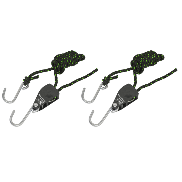 Sealey VS0114 Parts Hanger/Tie Down Ratchet 2m with S-Shaped Hooks - Pack of 2
