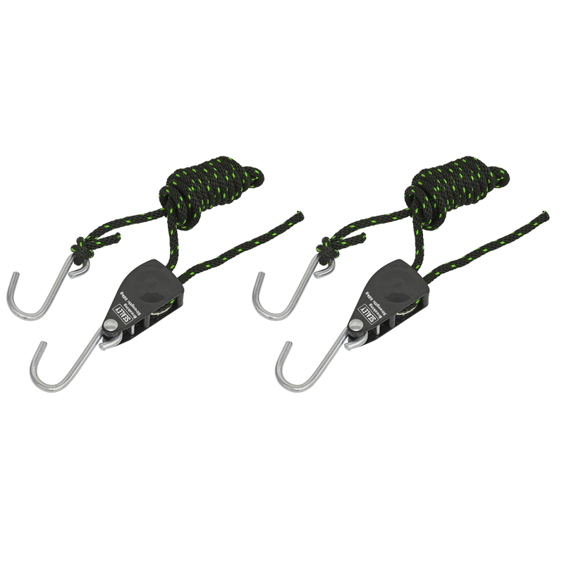 Sealey VS0114 Parts Hanger/Tie Down Ratchet 2m with S-Shaped Hooks - Pack of 2