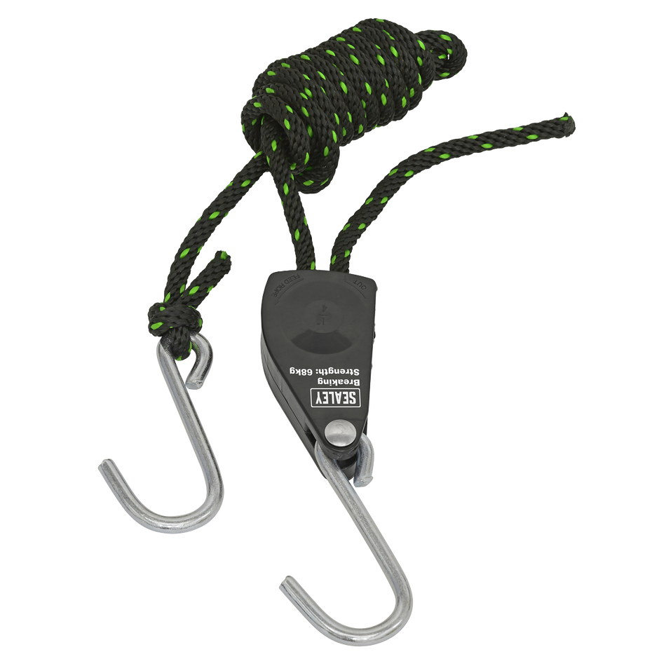 Sealey VS0114 Parts Hanger/Tie Down Ratchet 2m with S-Shaped Hooks - Pack of 2