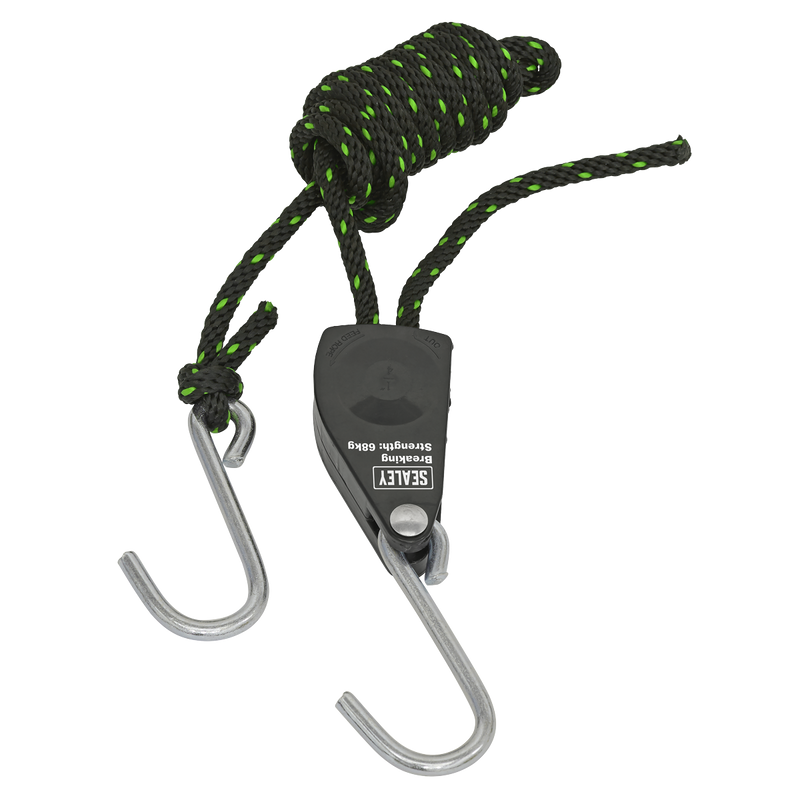 Sealey VS0114 Parts Hanger/Tie Down Ratchet 2m with S-Shaped Hooks - Pack of 2