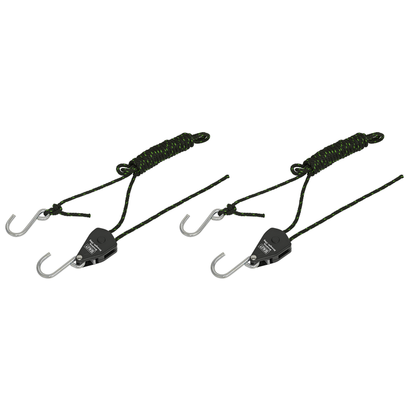 Sealey VS0118 Parts Hanger/Tie Down Ratchet 2m with S-Shaped Hooks - Pack of 2