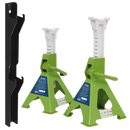 Sealey VS2003HVCOMBO Axle Stand & Axle Stand Storage Rack Combo 3 Tonne - Hi-Vis Green