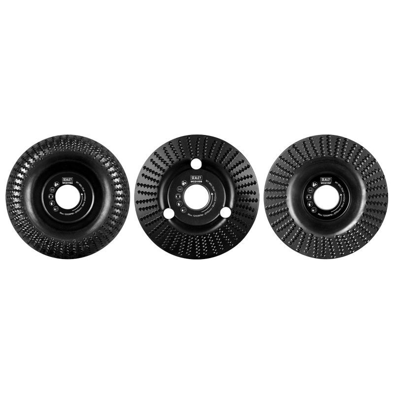 Sealey WCD1153 115mm Wood Carving Disc 22mm Bore - Pack of 3