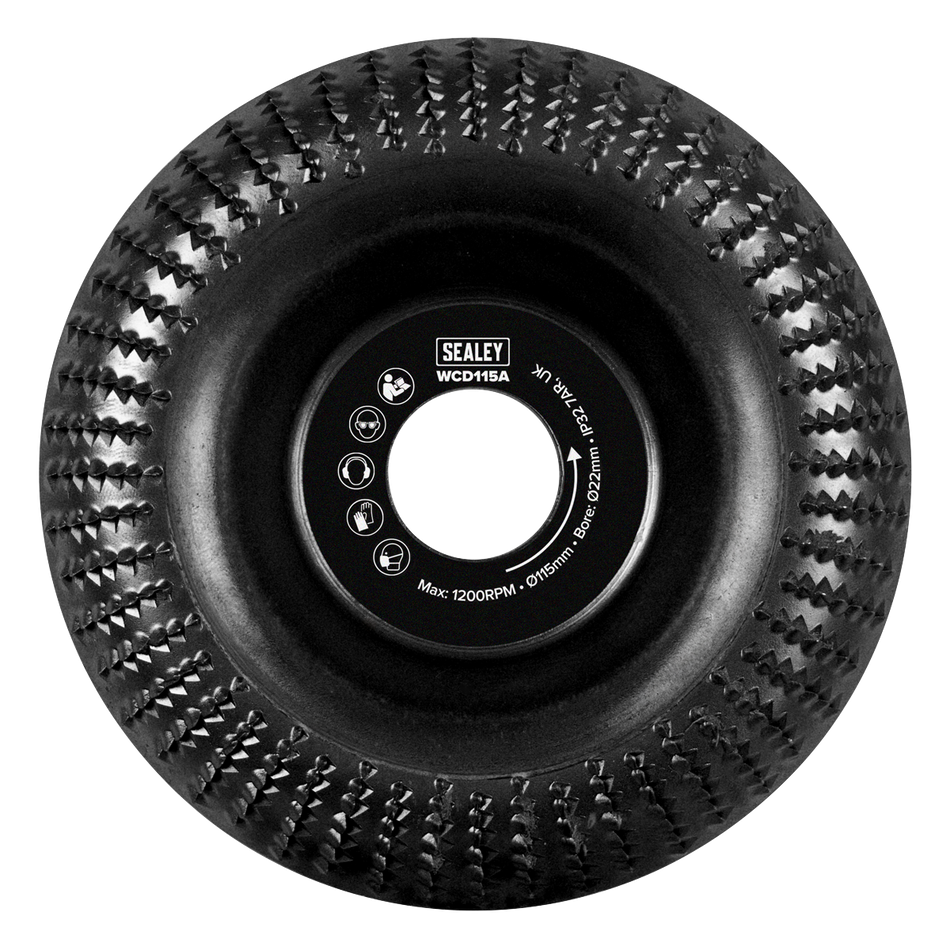 Sealey WCD115A 115mm Arc Shape Wood Carving Disc 22mm Bore