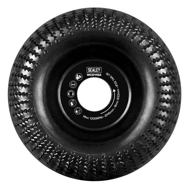 Sealey WCD115A 115mm Arc Shape Wood Carving Disc 22mm Bore