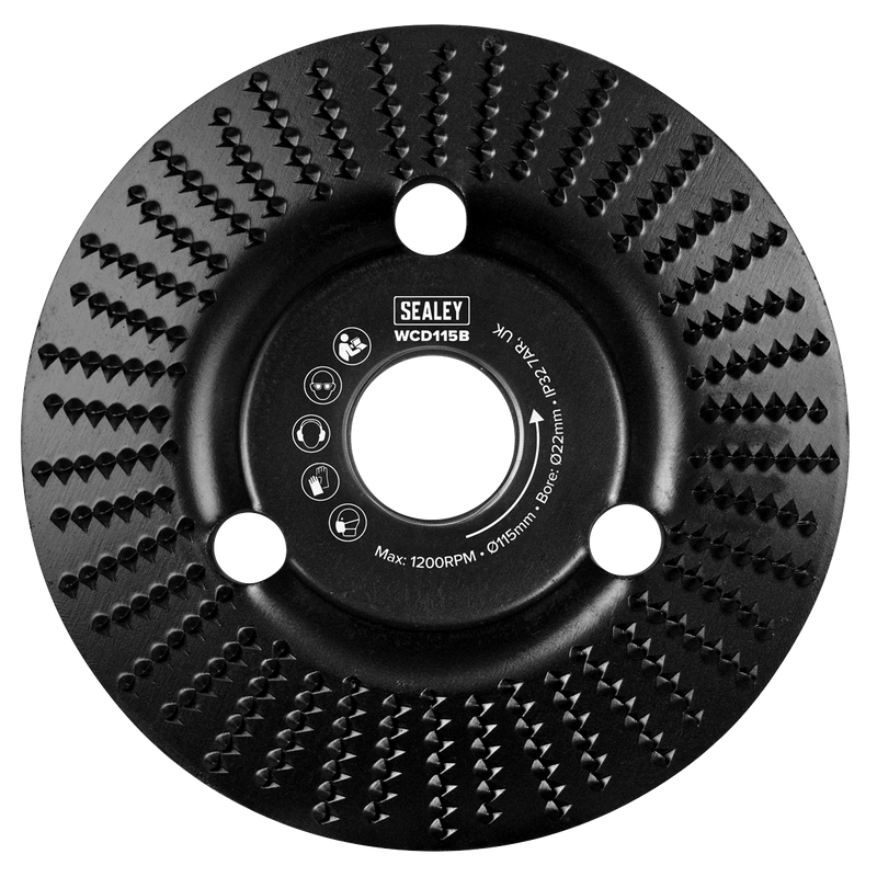 Sealey WCD115B 115mm Bevel Shape Wood Carving Disc 22mm Bore