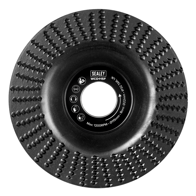 Sealey WCD115F 115mm Flat Shape Wood Carving Disc 22mm Bore