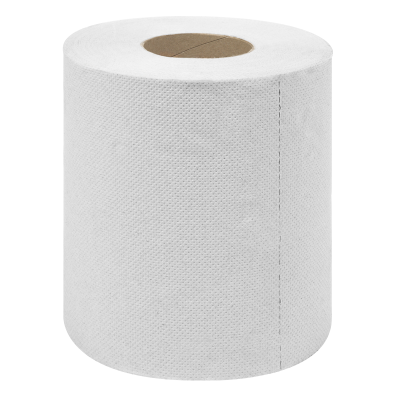 Sealey WHT60 White Embossed 2-Ply Paper Roll 60m - Pack of 6